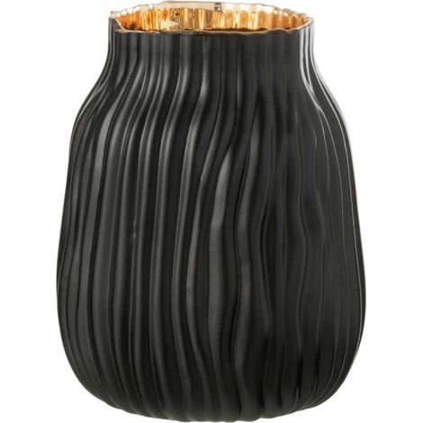 Vase à Rainures en Verre "Louis" 20cm Noir (1/5)