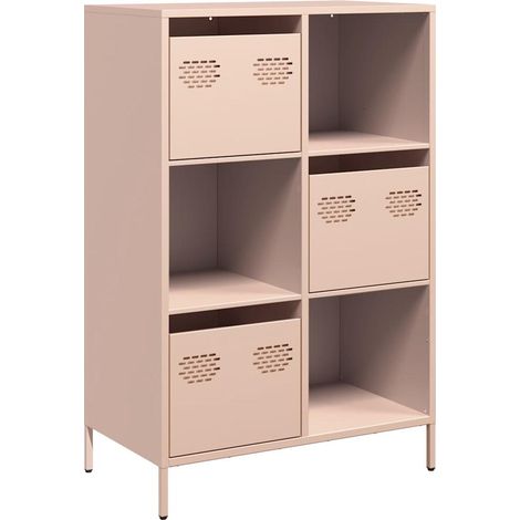 Maison La Vie - Buffet haut pour salon - Meuble de rangement rose 68x39x103,5 cm acier bu1531