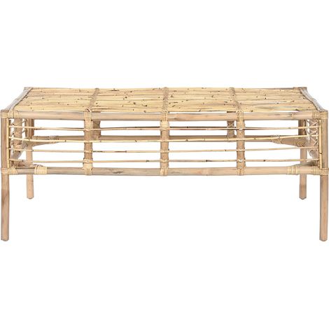 Table basse, table de salon rectangulaire en bois de rotin naturel - longueur 110 x profondeur 60 x Hauteur 45 cm (1/5)