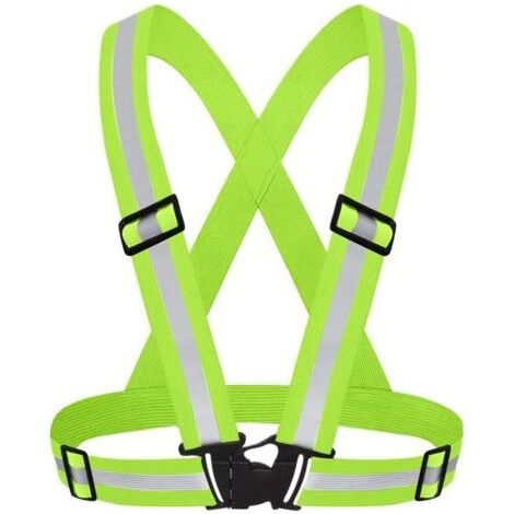 Gilet de sécurité réfléchissant haute visibilité, réglable, couleur vert fluorescent, unisexe, harnais de sécurité pour une visibilité optimale (1/5)
