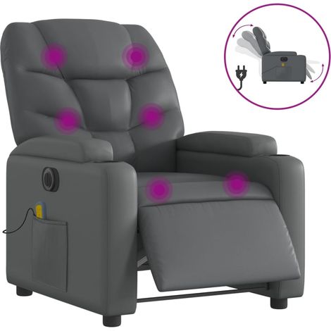 Maison Exclusive - Massagesessel Elektrisch Grau Kunstleder