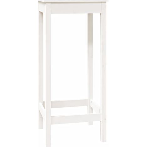 Table de bar blanc 50x50x110 bois massif de pin (1/5)