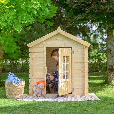 Casa de madera para niños exterior (sin piso) - Casetas de jardín para niños - 111 x 113x A121 cm - (Tetto-colore verde) TIMBELA M570Z-1