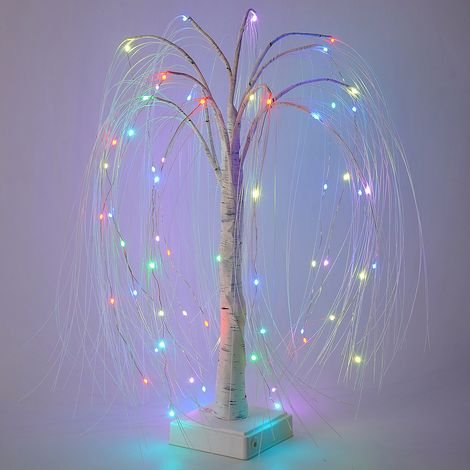 Albero artificiale di salice a LED multicolore con luci RGB e telecomando, alimentato tramite USB e batterie AA - Flessibile e decorativo per feste, matrimoni, ufficio o casa (1/4)