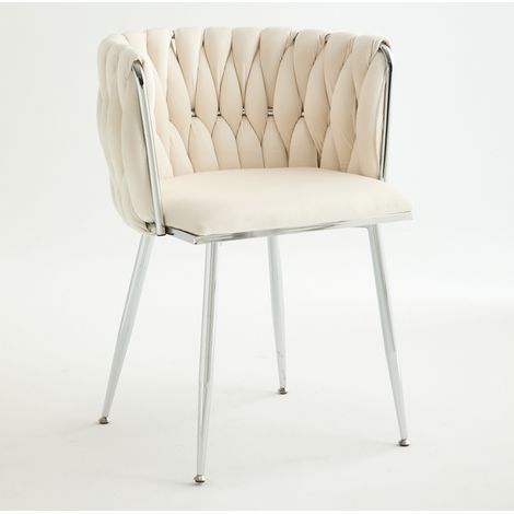 CHICFURN Lot de 2 tabourets de bar en tissu ivoire, dossier bas et cadre métal rembourré, assise confortable avec anneau antidérapant, style cuisine et îlot (1/5)