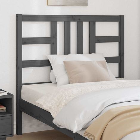 vidaXL Cabecero de cama madera maciza de pino gris 106x4x100 cm (1/5)