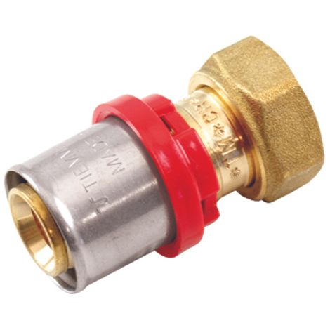 Raccordo diritto con girello e guarnizione piana per tubo multistrato a pressare modello al-cobrapex 3/4 16  Tiemme raccorderie spa