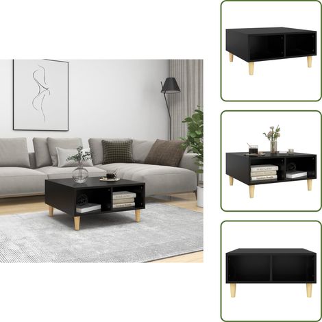 Table basse noir 60x60x30 cm bois d'ingénierie - Table Basse - Meuble Scandinave - Table D'appoint - Rangement Intérieur - Table Design (1/5)