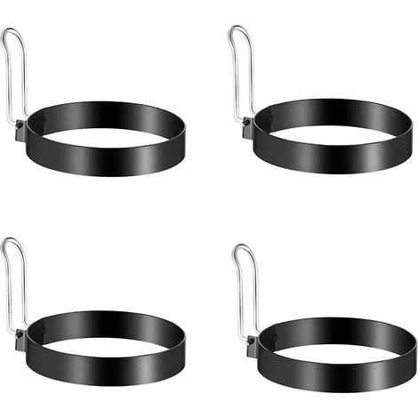 Moule à œufs au plat en acier inoxydable 4 pièces avec œufs, antiadhésif, pour œufs pochés, moule à omelette ronde, crumpets, bœuf (1/5)