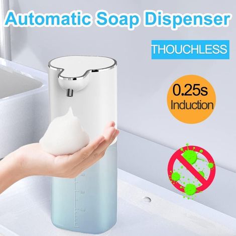 Distributeur de Savon Mousse Rechargeable 400ml 4 Volumes Réglables Mural, Sans Contact, Étanchéité IPX5 (1/4)