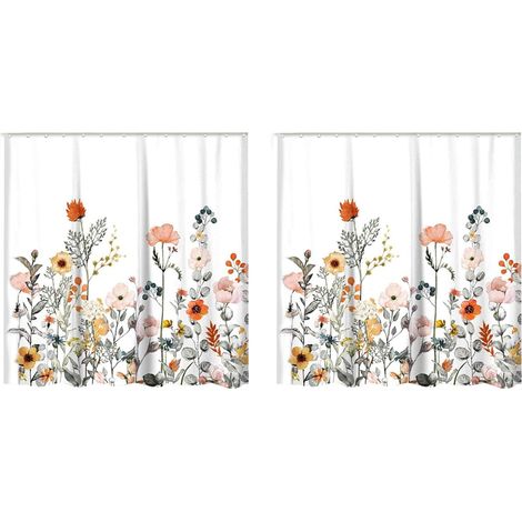 shower curtain with 24 watercolor botanical flower designs