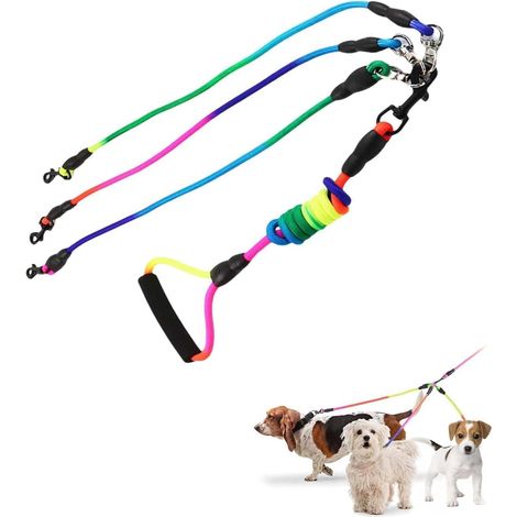 3 in 1 Dog Lead, 3-in-1 Dog Leash, Removable Dog Leash, Nylon Adjustable Training Rope, Pet Training Rope, Triple Dog Lead, Triple Dog Leash (1/5)