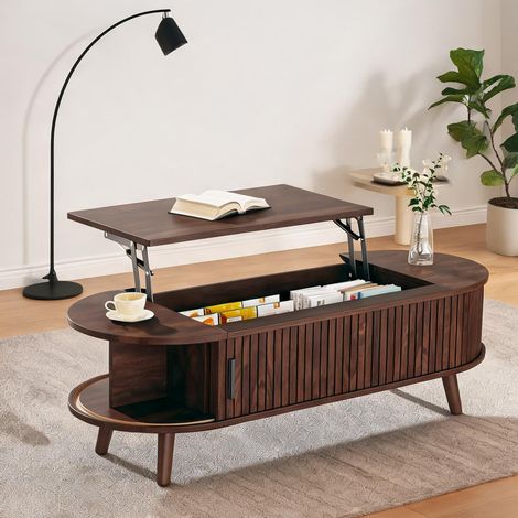 Table basse walnut en MDF 120 x 50 x 39,5 cm (1/5)