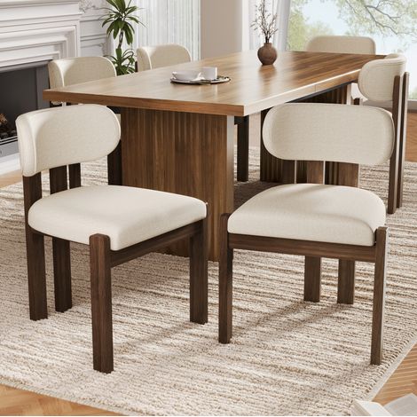 Set de 2 sillas de comedor 54x54x79 cm madera nogal y tela bouclé - MEUBLIV (1/5)