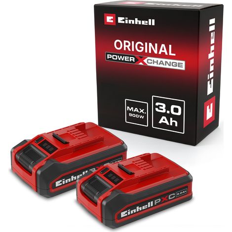 Original Einhell Akku-Twinpack PXC+ 18 V 3,0 Ah (2 Akkus im Set, 900 W, Power X-Change, Li-Ion, Plus-Technologie, ABS, LED-Anzeige, ohne Ladegerät)