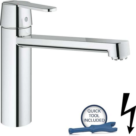 Grohe 30197000, Miscelatore Lavello a Collo Medio Orientabile, Bassa Pressione, Adatto a Caldaie a Camera Aperta (1/3)