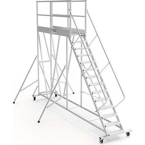 Mobile Plattform mit Geländer rechts und links - Maximale Arbeitshöhe 4.20m - PTF2511-GD
