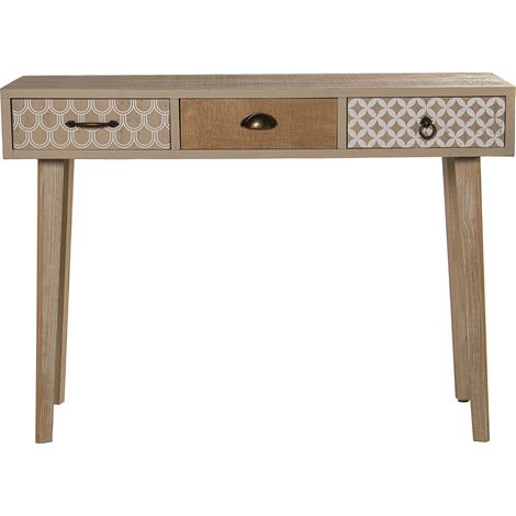 Holzeingangstisch mit 3 Schubladen, FIR+ Contrach.+ Pine Feet 110x35x79cmpour Alle Stile, um dem Haus eine Note zu verleihen (1/5)