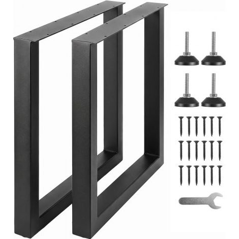 VEVOR Patas de Mesa 2 Piezas Patas de Escritorio Ajustables Cuadradas 711 mm Capacidad de Carga 454 kg de Acero Sólido Patas de Muebles con Muchos Accesorios para Hogar, Oficina, Comedor, Negro (1/5)