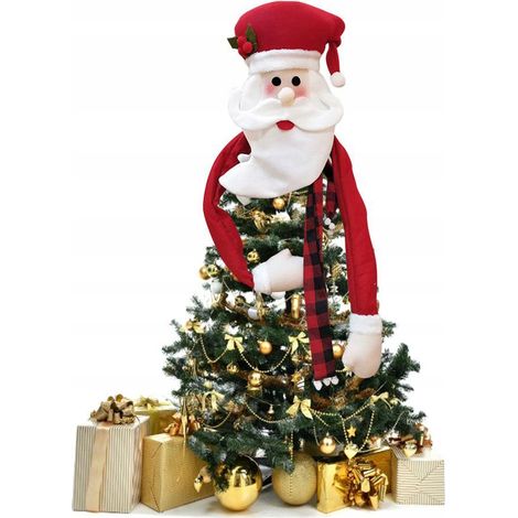 Décoration de sapin de Noël Père Noël avec mains levées, étoile de sapin de Noël (1/4)