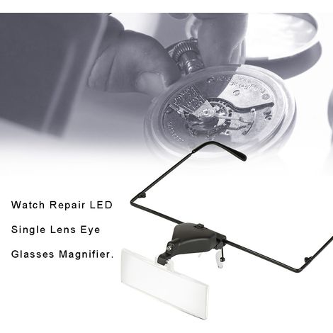 Lunettes de réparation de montres à verre unique, loupe grossissante 1,5x / 2,5x / 3,5x avec éclairage LED (1/5)