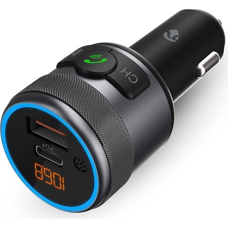 Nedis Kfz Audio FM Transmitter / Fest / Freisprechfunktion / 1.00  / Amber Screen / Bluetooth® / PD 18 W / PD 24 W / Schnellladung / Bass Boost / Google Assistant / Siri / Schwarz