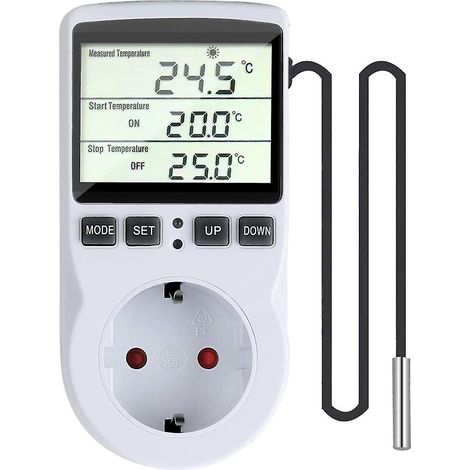 Thermostat numérique à prise pour serre, exploitation agricole et récipient en verre (prise européenne). (1/5)