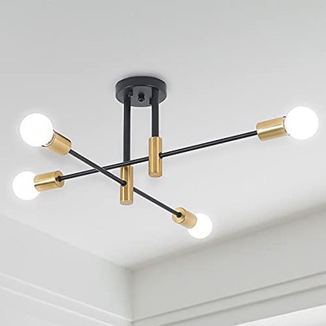 Lustre Spoutnik, éclairage suspendu nordique moderne du milieu du siècle, luminaire de plafond à 4 lumières, lumière blanche (ampoule incluse) (1/5)
