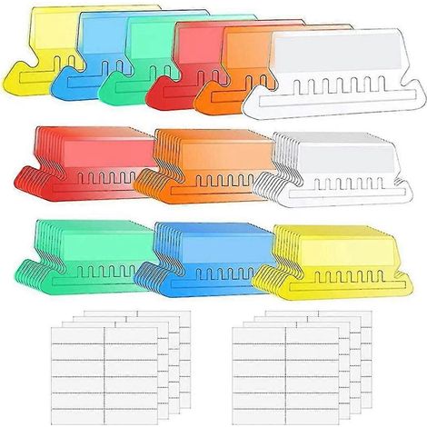 120 jeux d'onglets multicolores pour dossiers suspendus avec inserts vierges, onglets en plastique de 5 cm (2 pouces) (1/5)