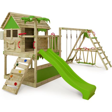 FATMOOSE Spielturm Klettergerüst TikaTaka mit Rutsche, Kletterturm mit Sandkasten, Leiter & Spiel-Zubehör - SurfSwing (1/5)