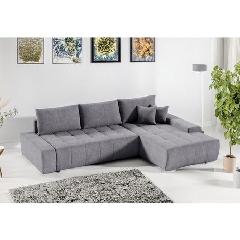 Tendencio – Canapé d'angle convertible gris foncé – Longueur 265 cm – Méridienne avec coffre de rangement – Design moderne et fonctionnel