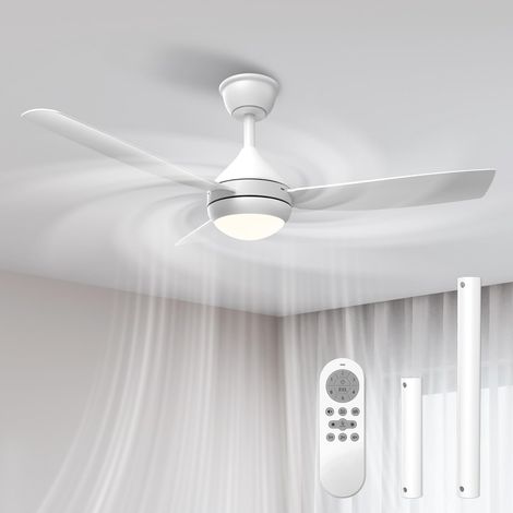 Silencieux Ventilateur Plafond avec Lumiere LED 106cm, 3 Pales à Clipser, Dimmable Lampe Ventilateur Plafond avec Telecommande pour Chambre Salon Cuisine, Installation Express, Blanc (1/5)