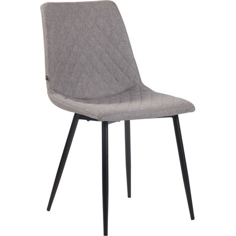 Chaise de salle à manger x1 coutures décoratives en losange assise en tissu gris et pieds métal noir 100007279 (1/5)