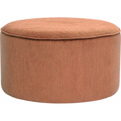 Puf redondo de terciopelo acanalado color tierra quemada D70 cm PAUL (1/4)