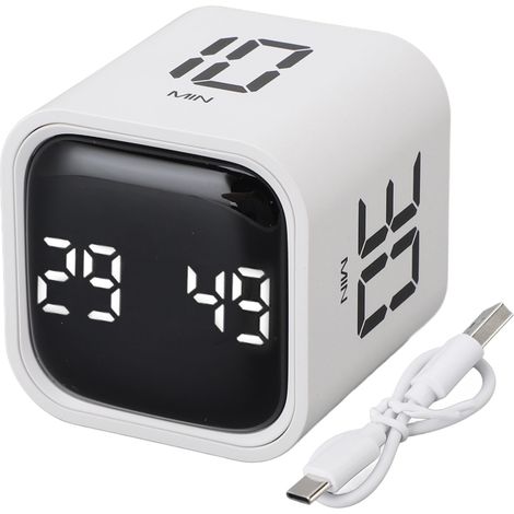 Gravity Timer Pro Cube Digitaler Timer, geräuschlos, 46 mm, Weiß, USB-C, 6–8 Monate Batterielaufzeit, für Büro, Küche, Arbeitszimmer (1/5)