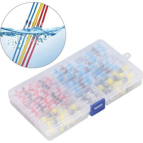 Set mit 200 verlöteten und wasserdichten Drahtverbindern, wasserdichten Drahtverbindern, wärmeschrumpfenden, verlöteten und isolierten Stoßverbindern, Kabelschläuchen mit einem Schrumpfverhältnis von (1/5)