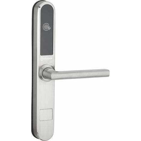 Paire de poignées électroniques RFID pour porte d'hôtel – Boîtier aluminium et acier inoxydable 304 – Sens d'ouverture réversible – Autonomie 10 000 opérations – Intelock (1/5)