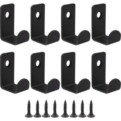 CCYKXA Set of 8 Screw-in Metal Wall Hooks for Bedroom, Bathroom, Living Room, Coat Rack, Coats, Towels, Clothes Hooks (Black)