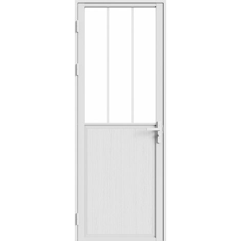 Blocco porta reversibile H204 x L83 cm Alluminio e Vetro temperato smerigliato Bianco - ERMELO