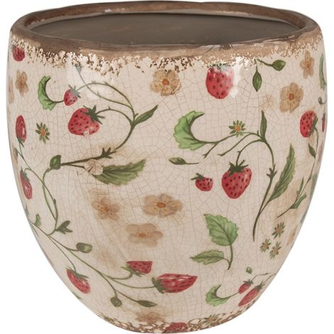 Pot de fleurs Fraises céramique 18x18x18cm (1/3)
