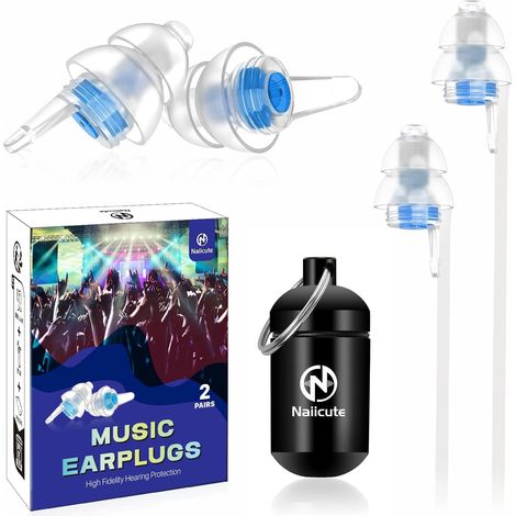 Bouchons d'oreilles Concert avec Cordon Détachable [2 paires], Protections auditives pour la musique pour fêtes, festivals, musique live - Restitution parfaite du son antibruit s (1/5)