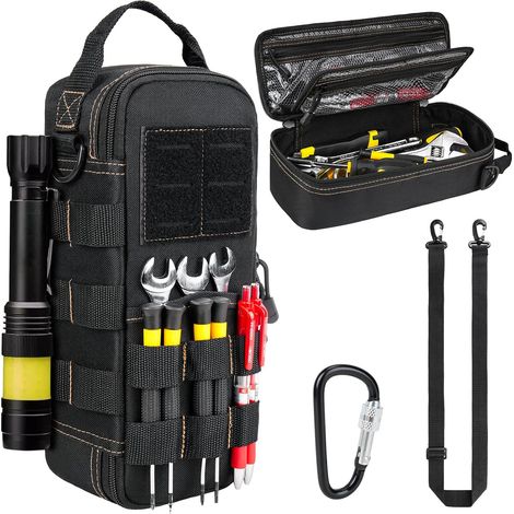 Petits Sacs à Outils Robustes pour Hommes avec Mousqueton,Pochette à Outils Tactique,étui de Rangement Portable Utilitaires avec Bandoulière pour EDC,Camping,Voyage en Voiture,électriciens (1/5)