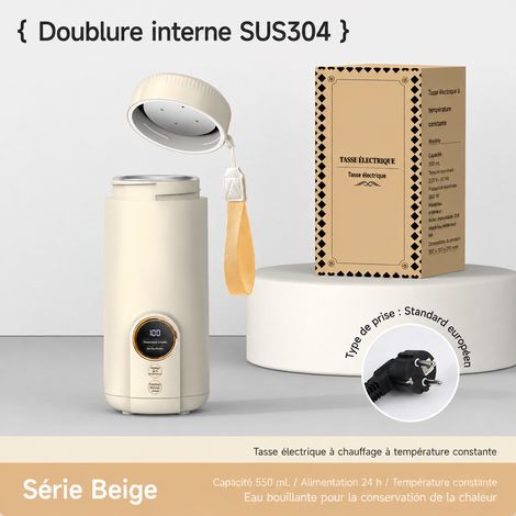 Bouilloire électrique portable 550 ml en inox 304 avec prise européenne 304 réf 6139 12,8 × 12,8 × 25,3 cm 800 g – Livraison gratuite