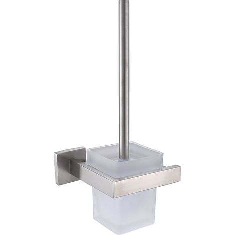 Porte Brosse Toilette Acier Inox 304 Verre Trempé Métal Chromé Miroir Poli- 14,813,534cm-Balayette WC Brosse WC(Brosse Inclu)-Accessoires Salle de Bain (1/5)