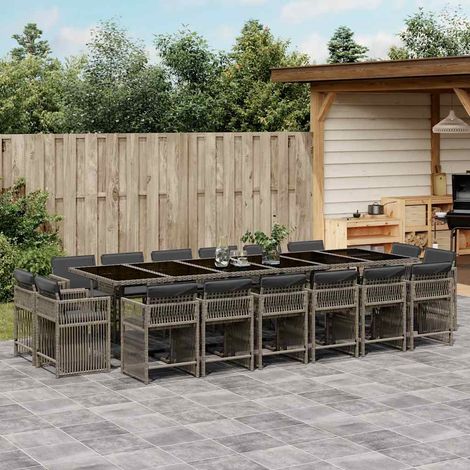 Ensemble à manger de jardin 17 pcs-Salon de jardin et coussins résine tressée 458009 (1/5)