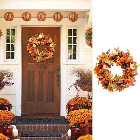 Citrouille érable couronne automne Festival guirlande porte suspendus décor à la maison Thanksgiving guirlande fenêtre Restaurant décoration de la maison (1/5)