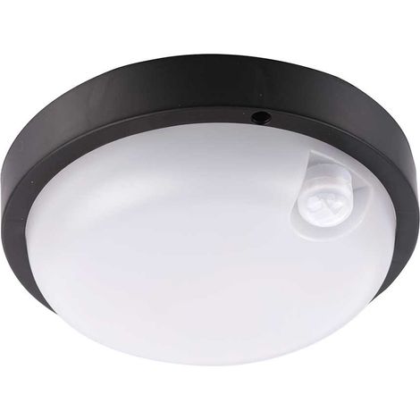 APLIQUE LED EXTERIOR TECHO IP65 REDONDO Negro 12W 900LM 4000K 25000H D170MM CON SENSOR MOVIMIENTO SpazioLuzio CJ.1 (1/3)