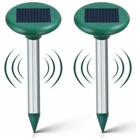 Lot de 2 Répulsif Taupe Solaire - Répulsif Ultrason Mole Chasse - Taupe Solaire Intelligent Combine Sons et Vibrations Anti-Taupe Rats (1/3)