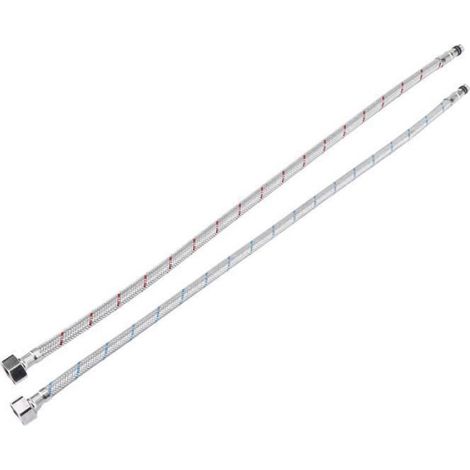 Tuyaux d'alimentation en eau - 2 pcs - 60 cm - Acier inoxydable - Flexible et résistant à la corrosion (1/4)