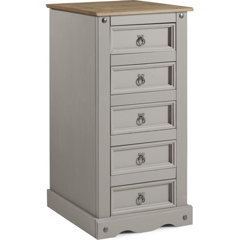 Corona Grey Wax 5 Drawer Narrow Chest (1/4)